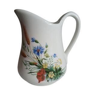 Hoan Charming Floral Ceramic Milk Pitcher Pillivuyt Vase Country Decor Farmhouse